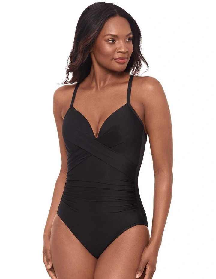 Rock Solid Captivate Underwire Shaping Swimsuit in Black image 1