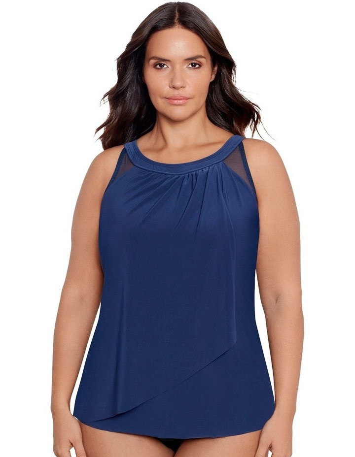 Illusionists Ursula High Neck Underwired Plus Size Tankini Top in Midnight