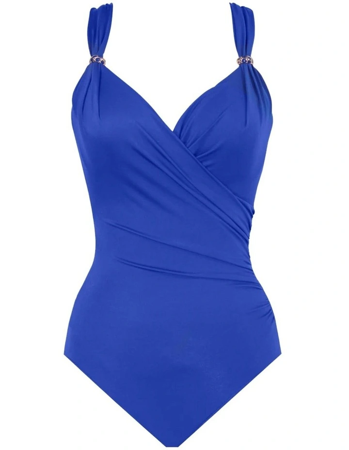 Razzle Dazzle Siren Crossover Shaping Swimsuit in Azul Blue image 6