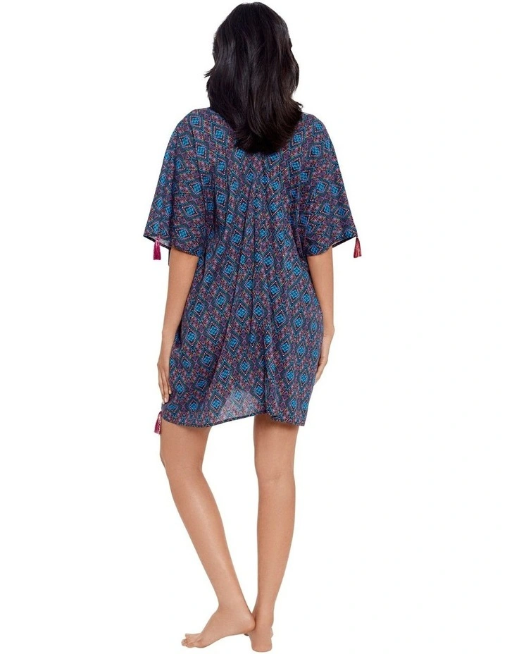 Printed Cotton Caftan Beach Coverup in Multi image 2