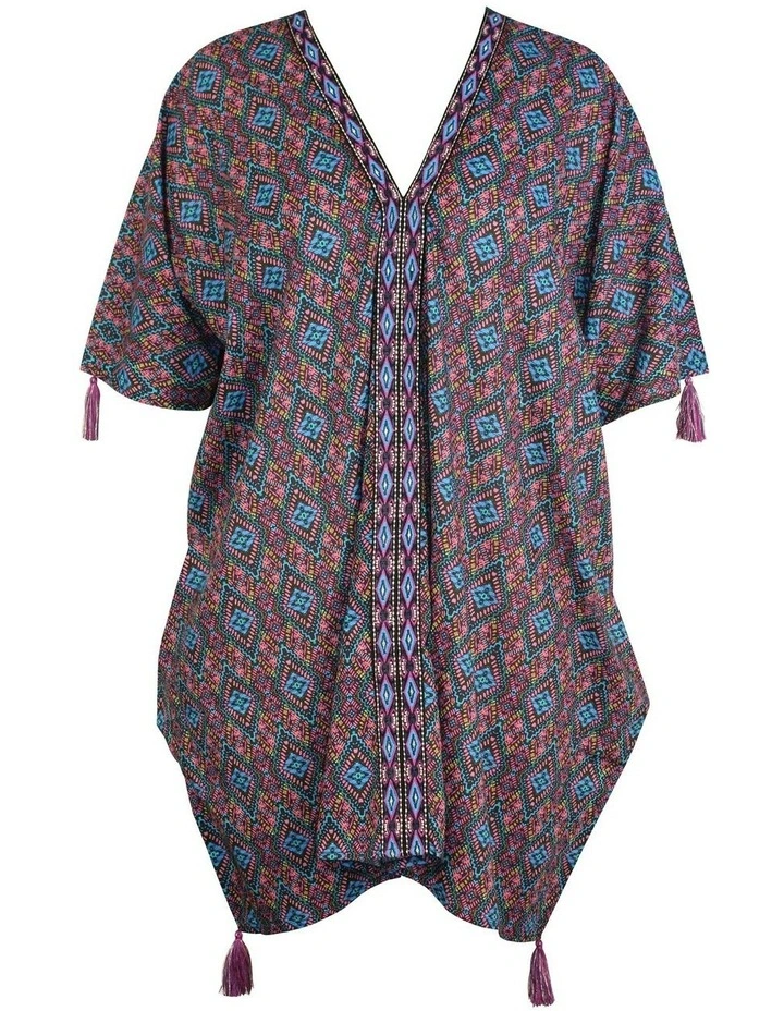 Printed Cotton Caftan Beach Coverup in Multi image 6