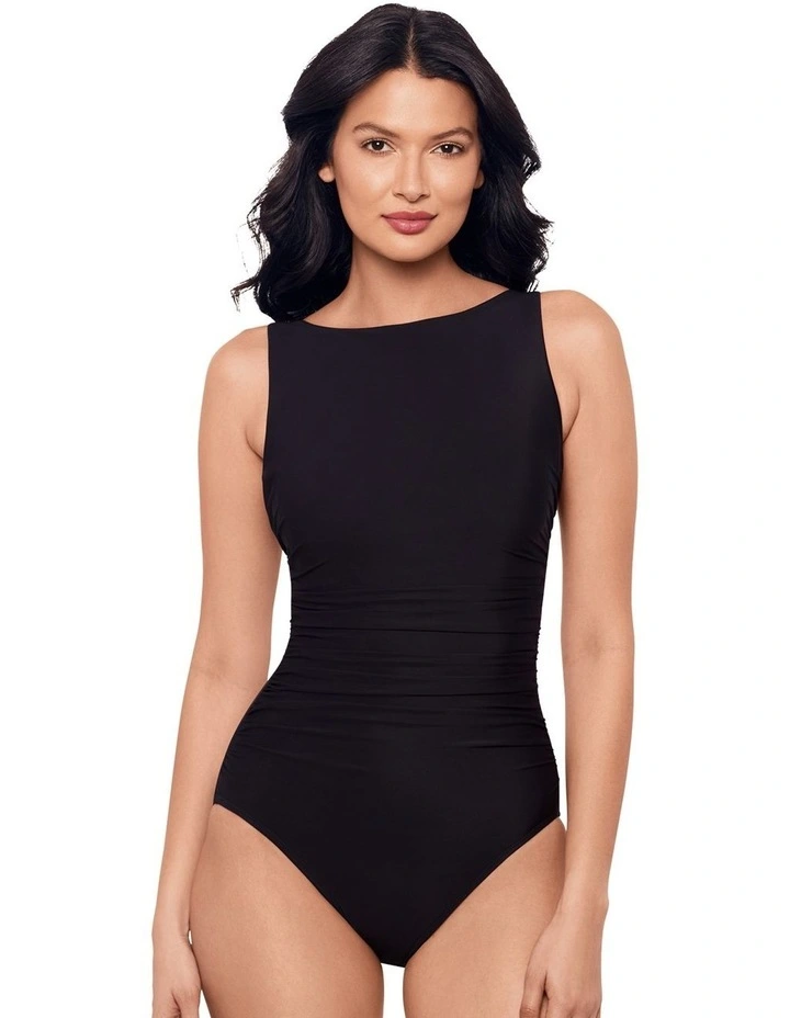 Rock Solid Regatta High Neck Tummy Control Swimsuit in Black image 1