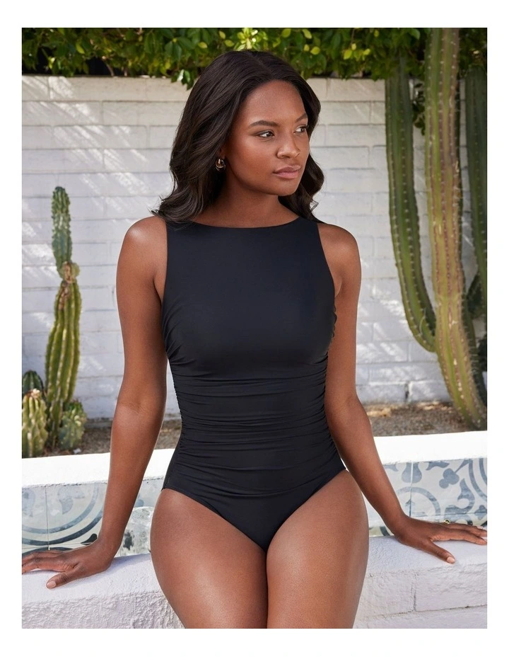 Rock Solid Regatta High Neck Tummy Control Swimsuit in Black image 3