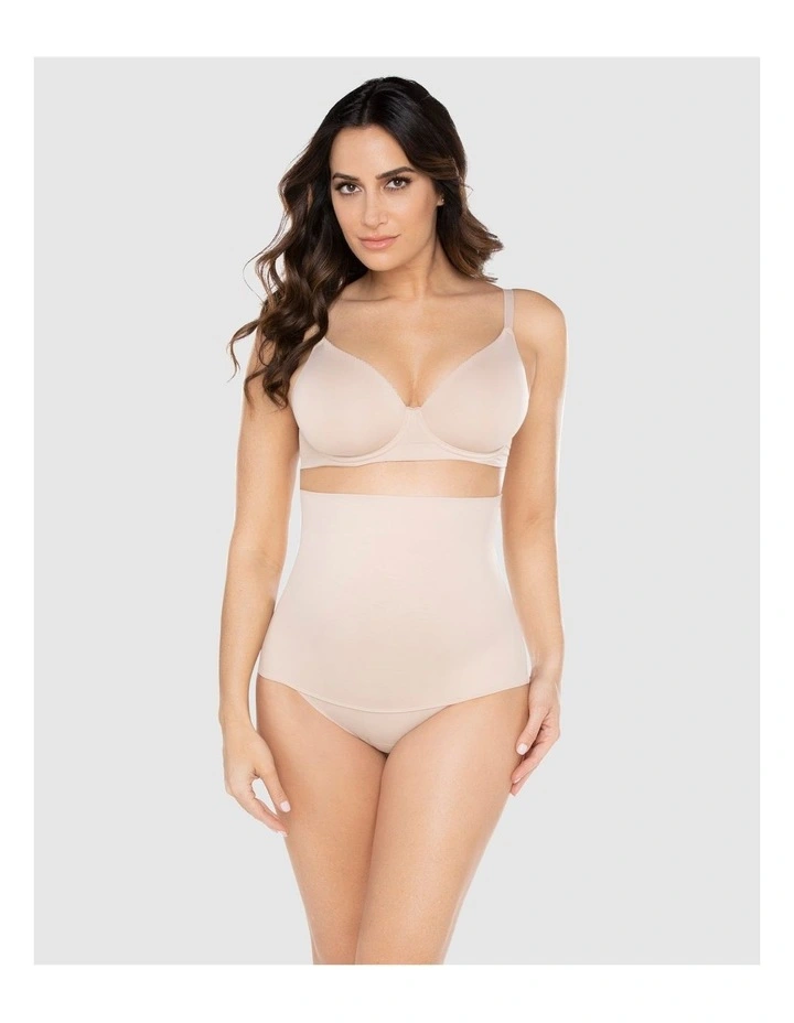 Comfy Curves Ultra High Waist Shaping Thong in Warm Beige image 2