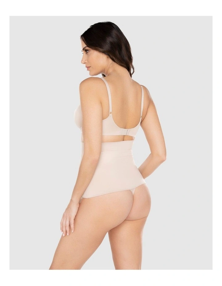 Comfy Curves Ultra High Waist Shaping Thong in Warm Beige image 3