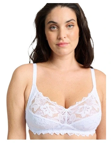 Coton d'Arum Organic Cotton Wirefree Lace Bra in White