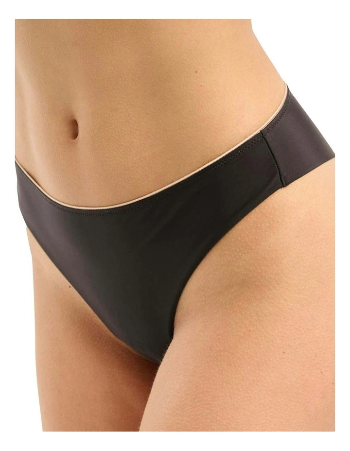 Unseen No Show Brazilian Style High Cut Tanga Brief in Black-Blush image 3