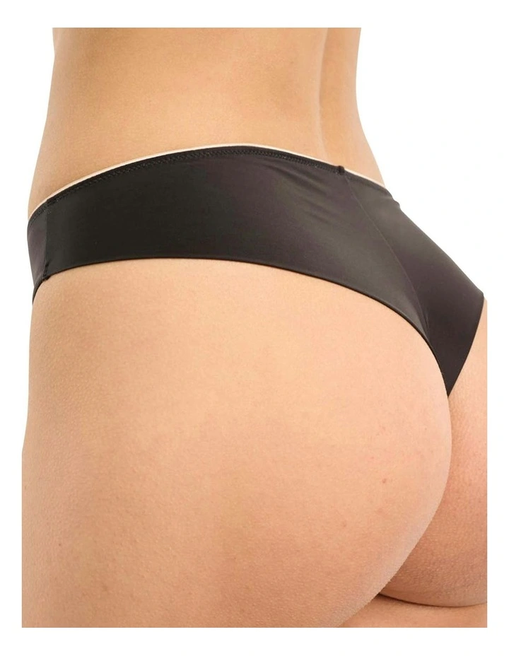 Unseen No Show Brazilian Style High Cut Tanga Brief in Black-Blush image 4