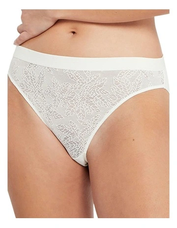 Joline High Leg Lace Front High Waist Brief in Chalk