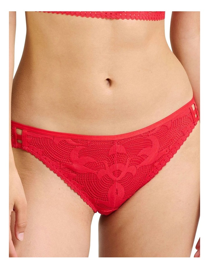 Hirondelle Lace High Leg Hipster Brief in Poinsettia Red