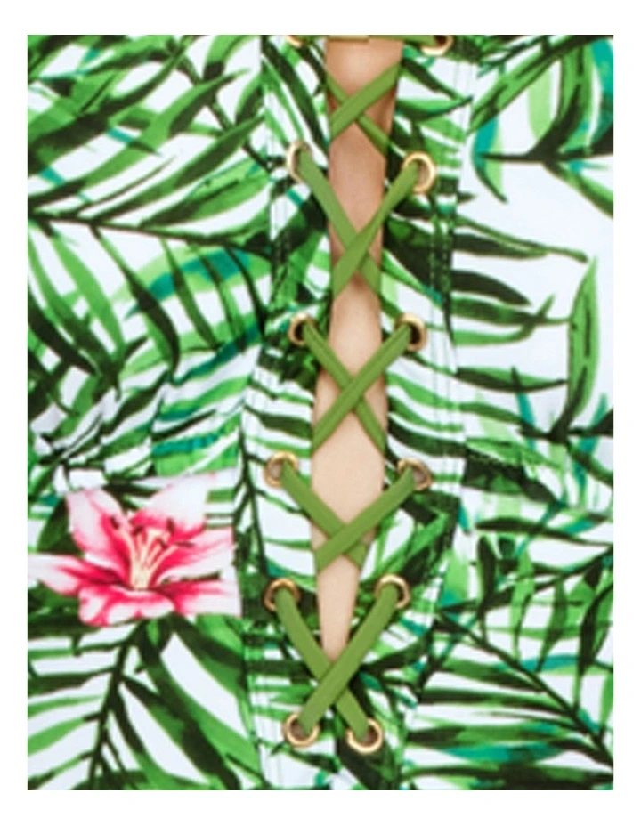Passion Contour Cup Lace Up One-Piece Swimsuit in Tropical Print image 7