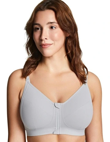 Fearne Organic Cotton Wirefree Front Open Bra in Pebble Grey