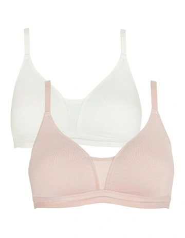 Posie Racerback Wirefree T-Shirt Style Teen Bra in Blush & Ivory (2 Packs)