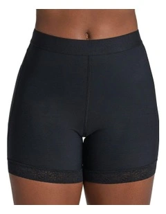 Mid-Rise Bottom-Lifting Shaper Shorts With Lace in Black