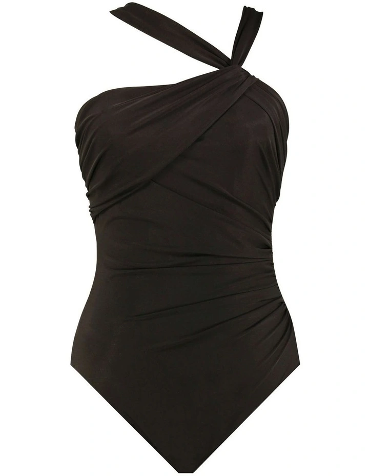 Europa Asymmetric Underwire Shaping Swimsuit in Black image 5