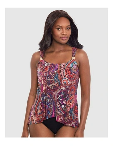 Dynasty Dazzle Underwired Draped Tankini Top in Multi