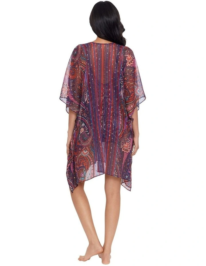Dynasty Sheer Chiffon Caftan Beach Cover Up in Multi image 2