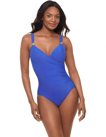 Razzle Dazzle Siren Crossover Shaping Swimsuit in Delphine