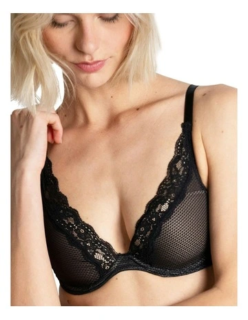Brooklyn Wired Padded Plunge T-Shirt Bra in Black
