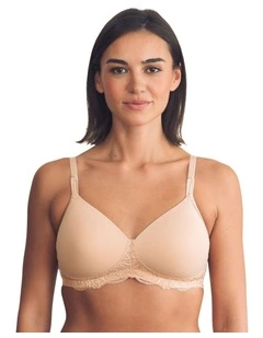 Georgia Wirefree T-Shirt Style Mastectomy Bra with Cotton & Lace in Beige