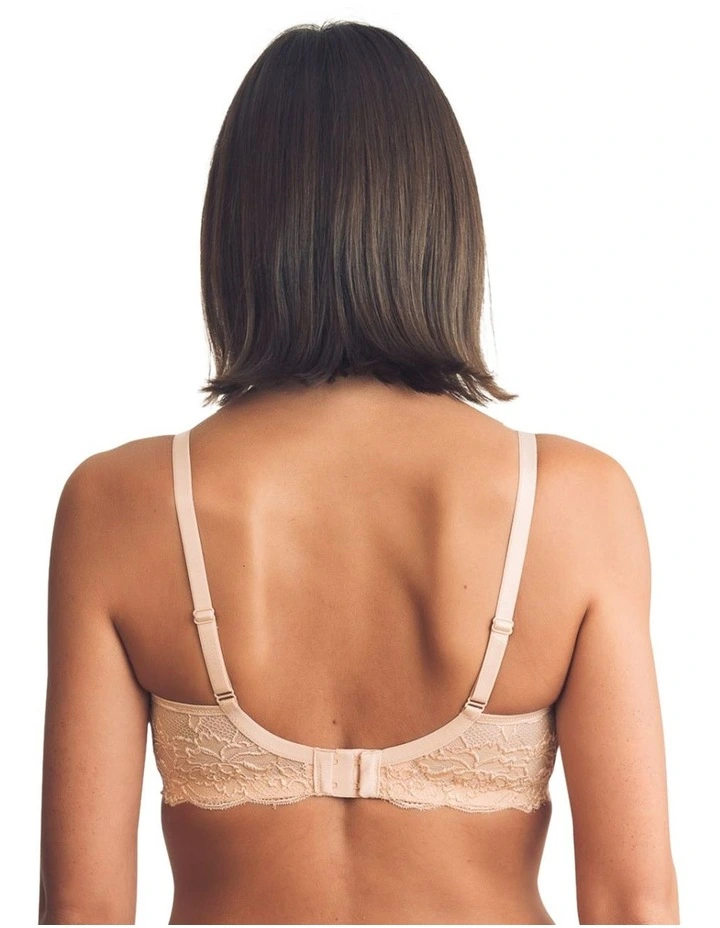 Georgia Wirefree T-Shirt Style Mastectomy Bra with Cotton & Lace in Beige image 2