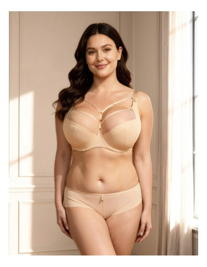 Clarisse Strappy Large Cup Wired Bra With Side Support in Beige image 3