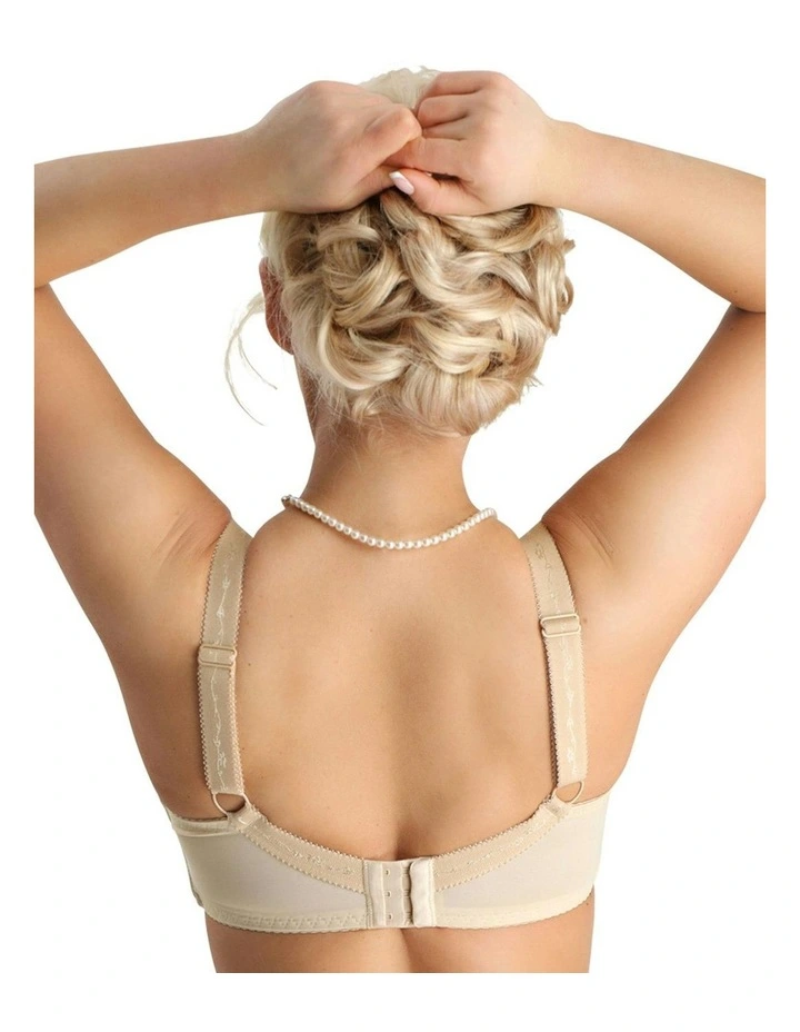 Selena Unlined Embroidered Large Cup Wired Bra in Beige image 2