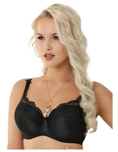 Abbi Wired Padded Large Cup Bra with Lace in Black
