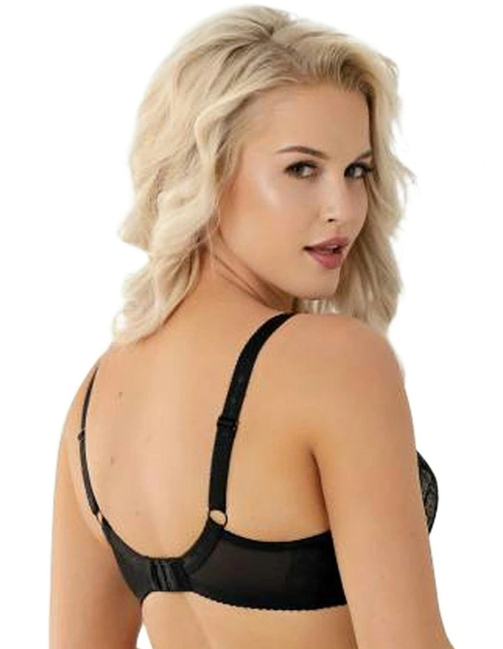 Abbi Wired Padded Large Cup Bra with Lace in Black image 2
