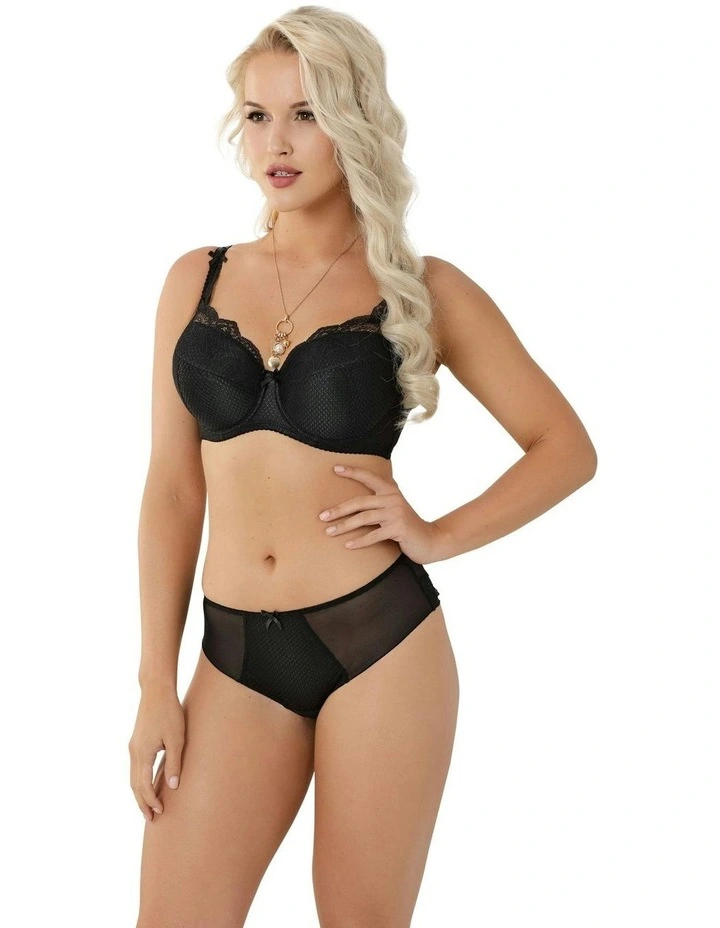 Abbi Wired Padded Large Cup Bra with Lace in Black image 5