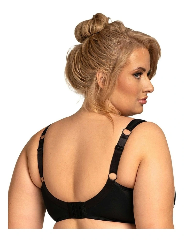 Crop Top Style Full Bust Wirefree Sports Bra in Black image 2