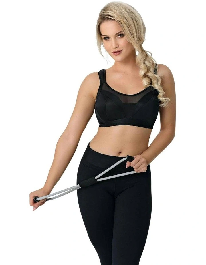 Crop Top Style Full Bust Wirefree Sports Bra in Black image 4