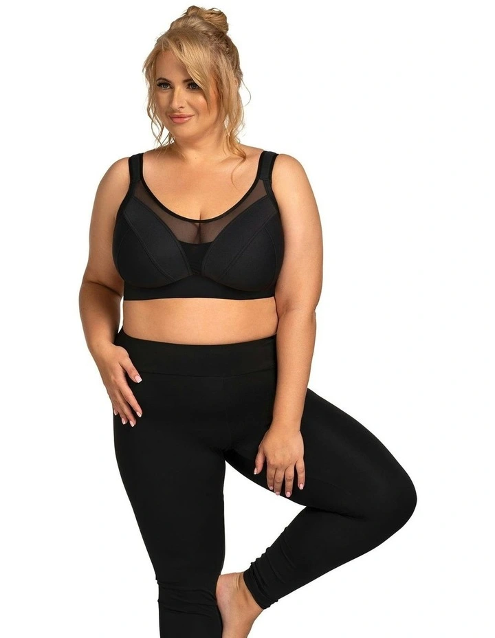 Crop Top Style Full Bust Wirefree Sports Bra in Black image 6