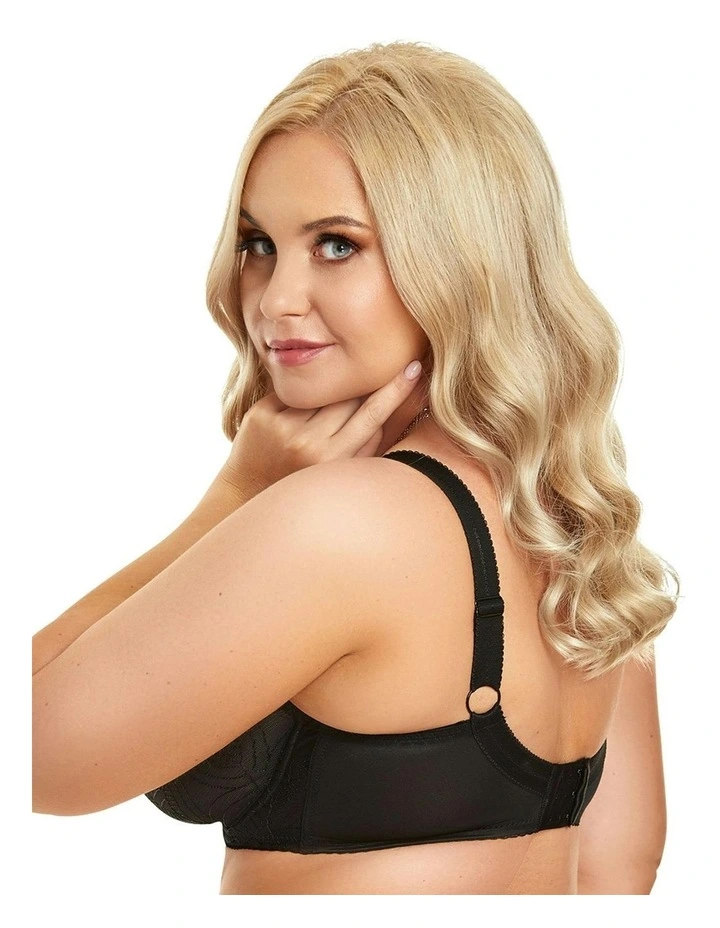 Selena Unlined Embroidered Large Cup Wired Bra in Black image 2