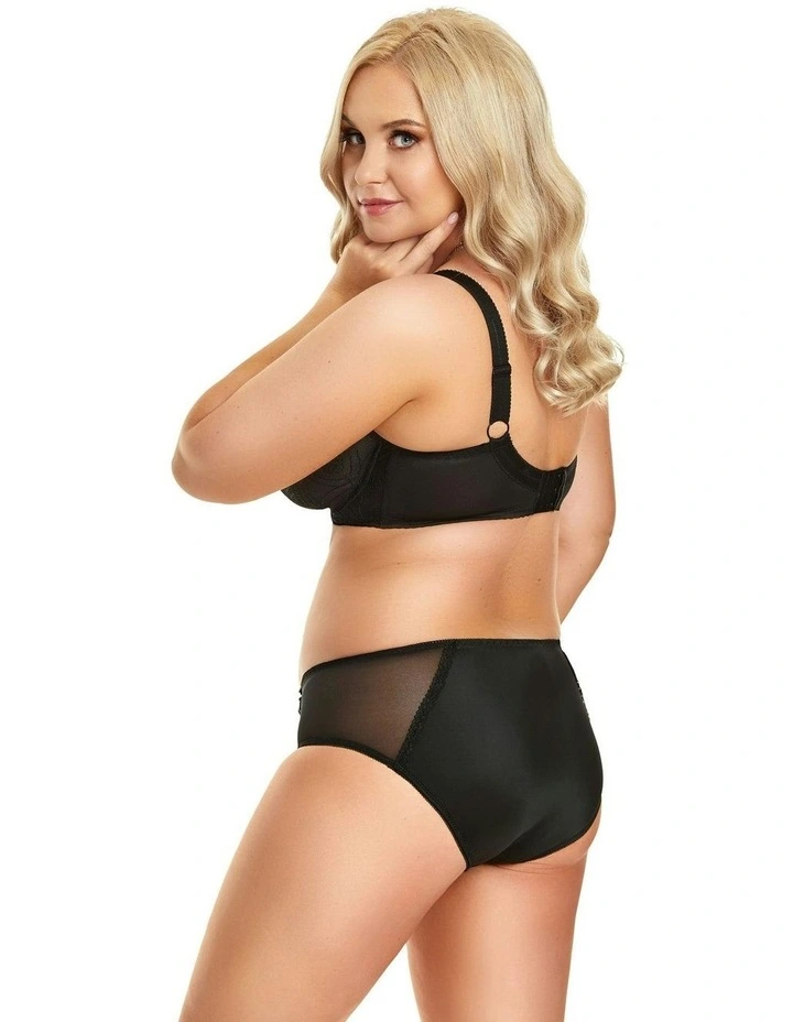 Selena Unlined Embroidered Large Cup Wired Bra in Black image 5