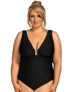 Milano Plunge Full Bust One Piece Swimsuit in Black