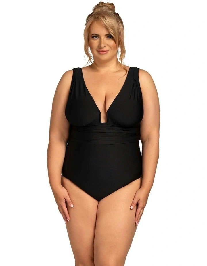 Milano Plunge Full Bust One Piece Swimsuit in Black image 6