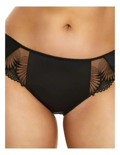 Selena Microfibre Full Cut Brief With Embroidery in Black