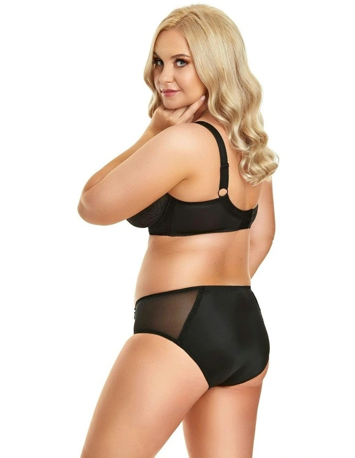 Selena Microfibre Full Cut Brief With Embroidery in Black image 4