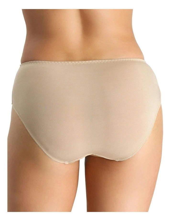 Selena Microfibre Full Cut Brief With Embroidery in Beige image 2