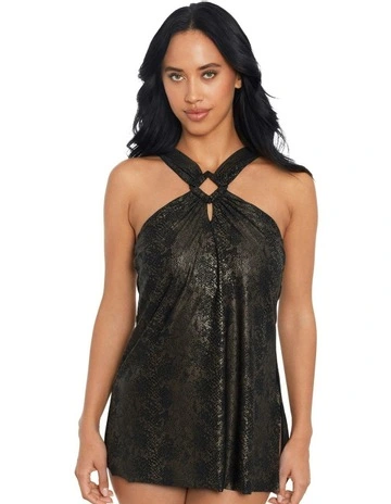 Xantu Beverly 2-in-1 Short Convertible Swimdress in Black/Brown