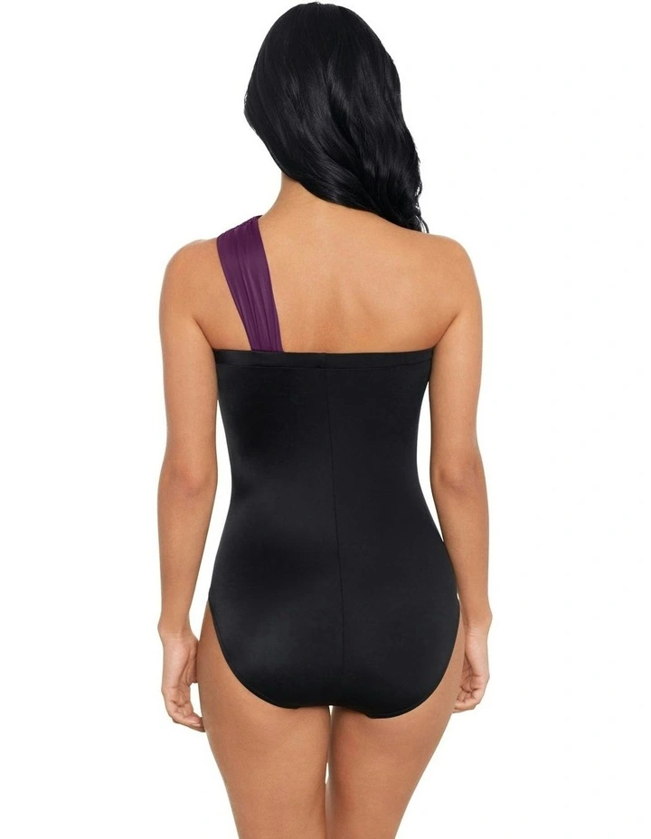 Goddess One Shoulder Tummy Control Swimsuit in Jam image 2