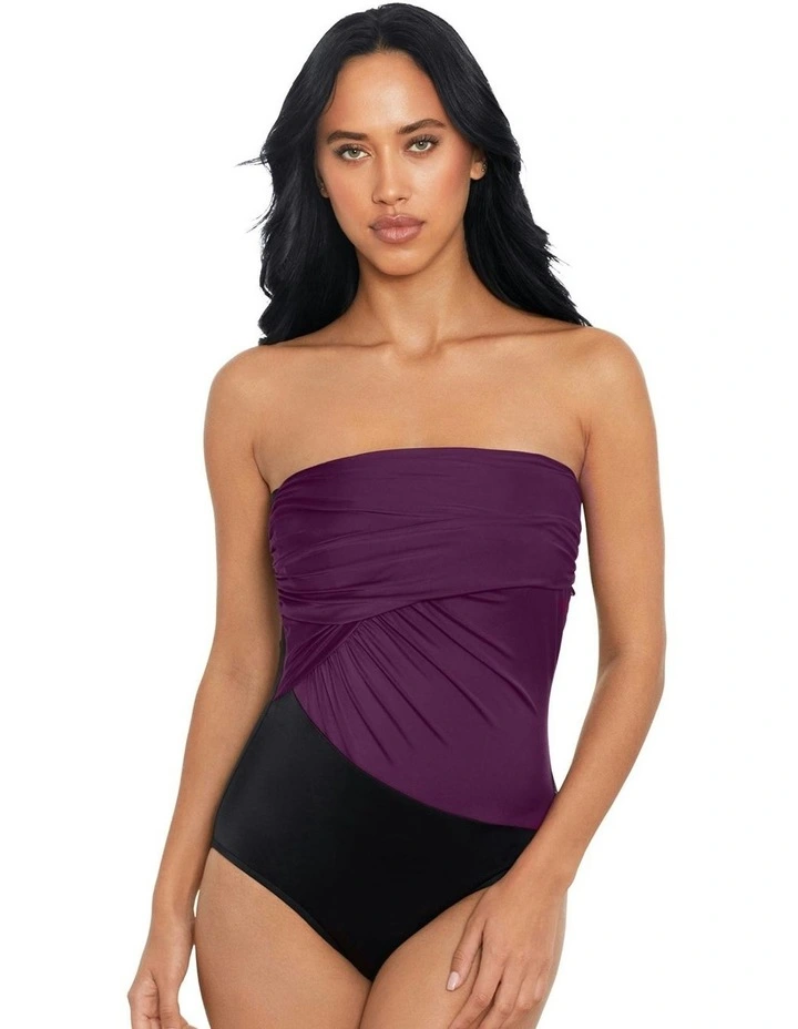 Goddess One Shoulder Tummy Control Swimsuit in Jam image 6
