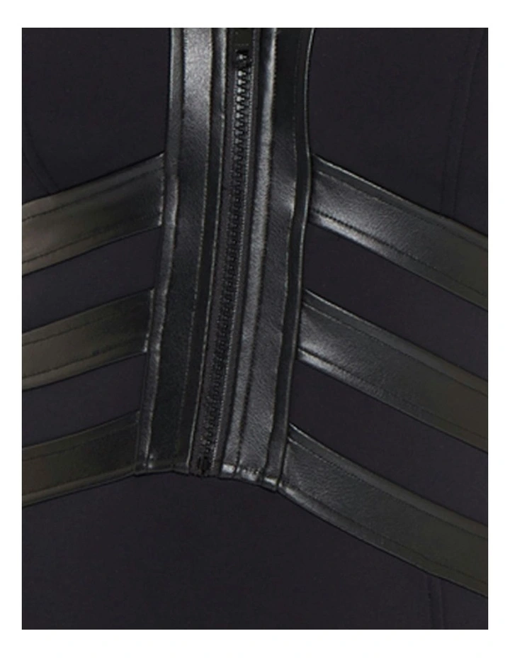 Moto Chic Sean Racerback Zip Front Shaping Swimsuit in Black image 7