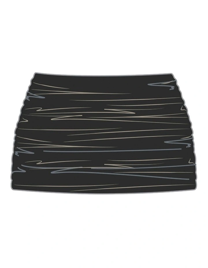 Shirred Tummy Control Skirted Bikini Bottom in Black image 4