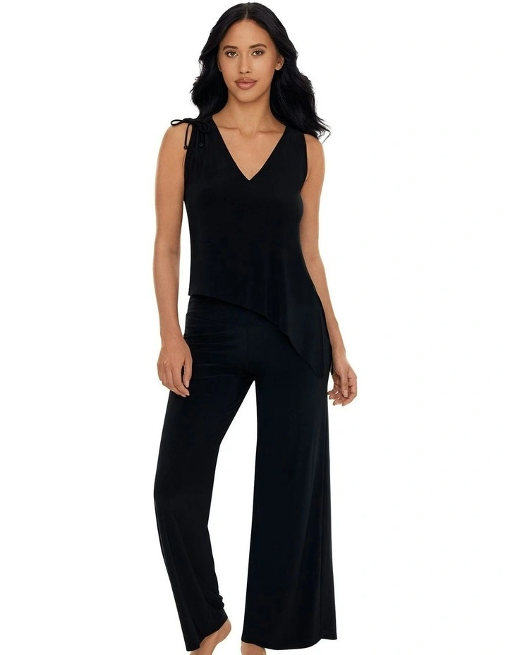 Cabana Palazzo Style Wide Leg Beach Trousers in Black image 1