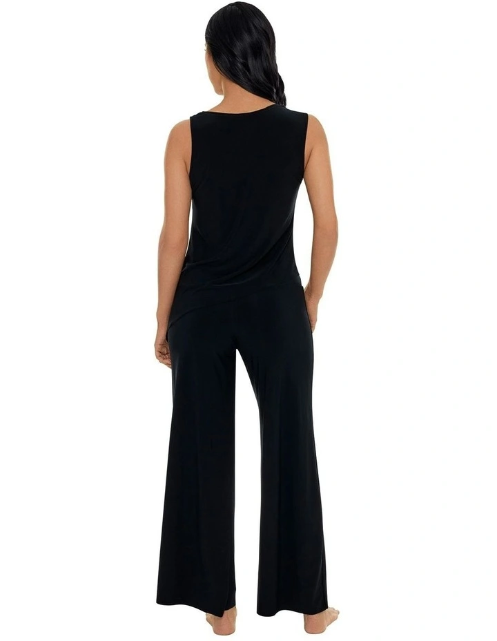Cabana Palazzo Style Wide Leg Beach Trousers in Black image 2