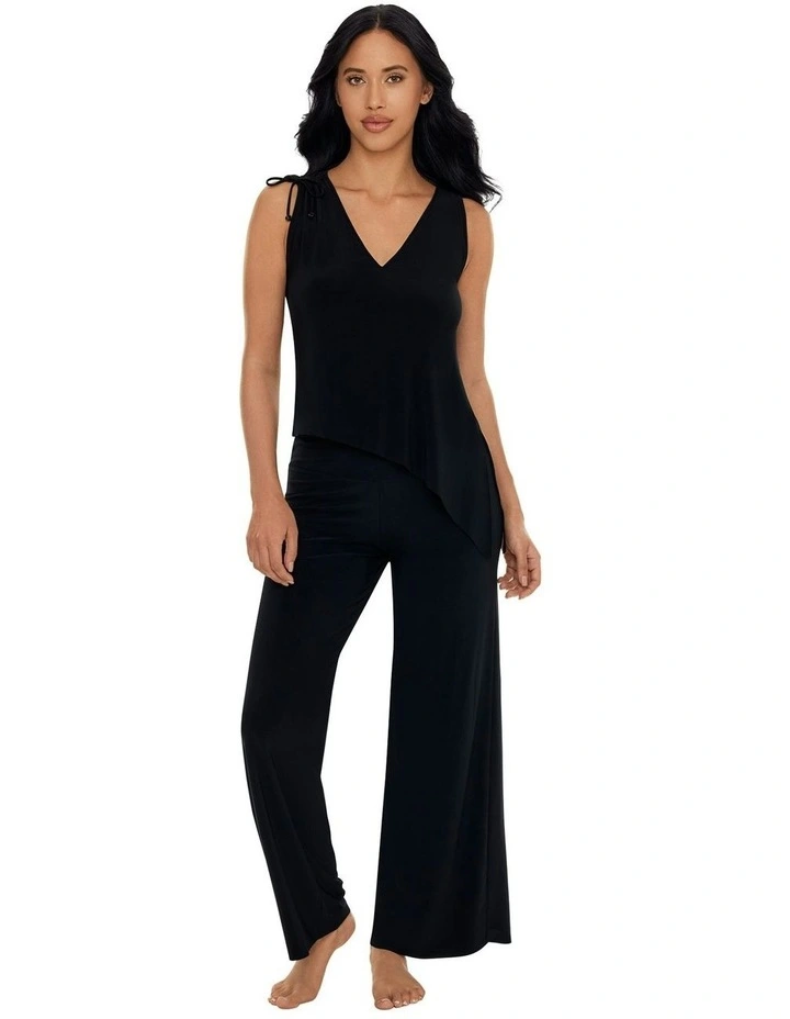 Cabana Palazzo Style Wide Leg Beach Trousers in Black image 3