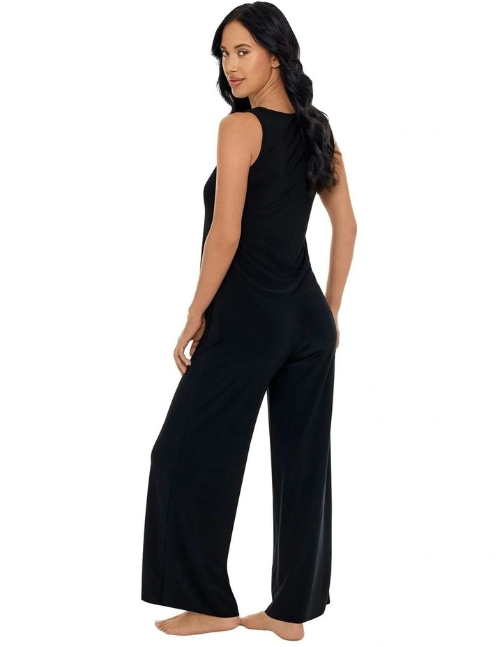 Cabana Palazzo Style Wide Leg Beach Trousers in Black image 4
