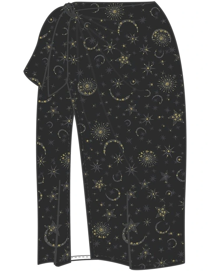 Lucky Stars Side Tie Beach Sarong in Black/Gold image 6